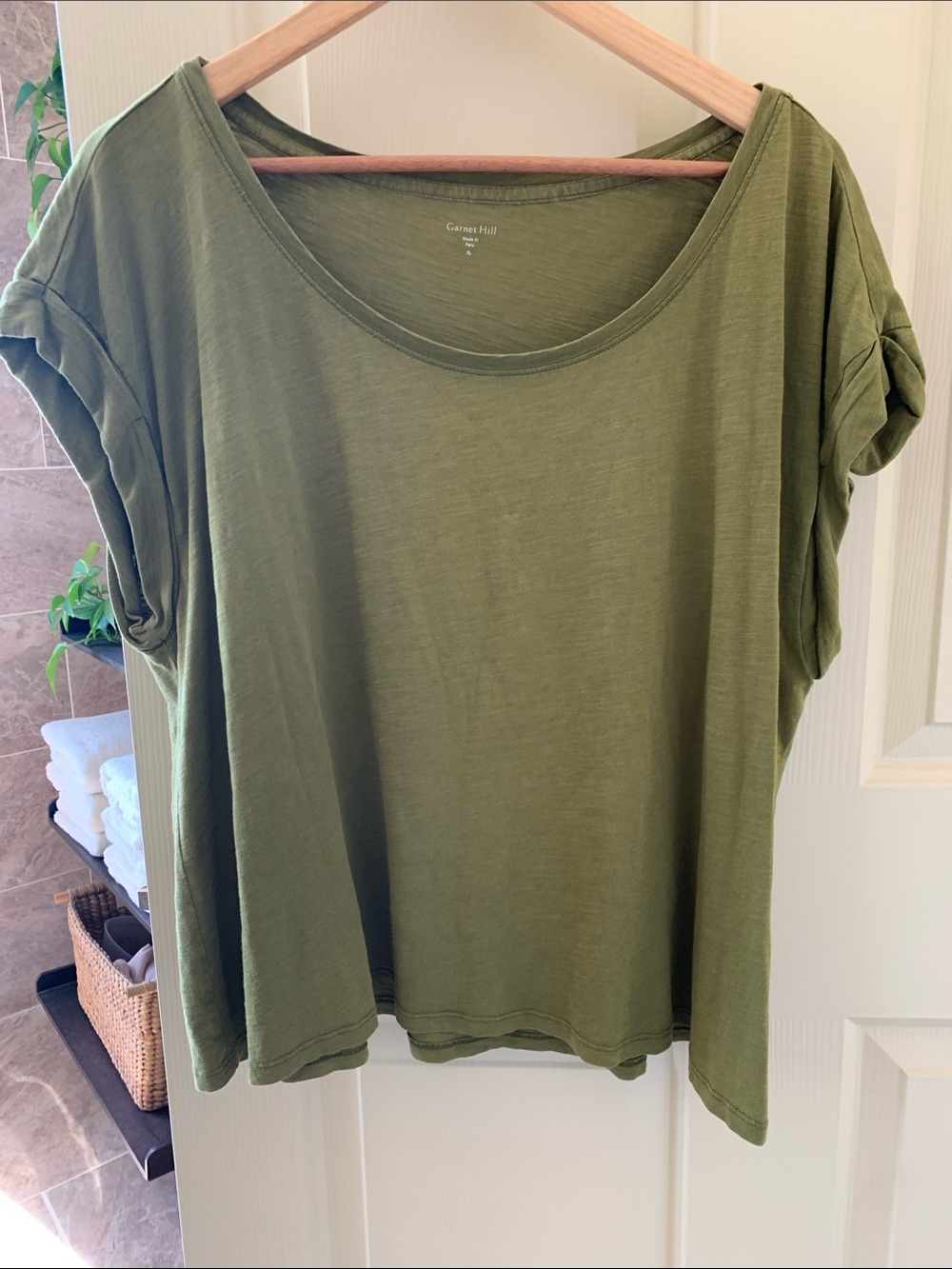 Garnet Hill Olive Scoop Neck Short Sleeve Tee